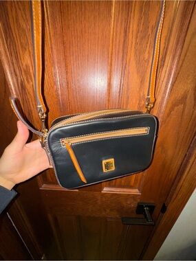 Dooney & Bourke Black and Tan Leather Crossbody Bag